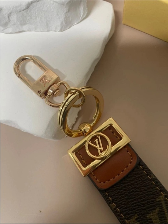 Louis Vuitton Brown Monogram Leather Key Fob with Gold Hardware main image 3